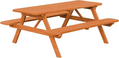 Vista 18 de Amish-Made - Mesa de picnic rectangular de pino para exteriores de 44 pulgadas con bancos adjuntos, color negro Negro (Black Paint)