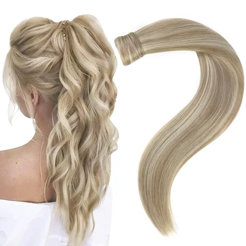 Vista 18 de Easyouth Extensión de cola de caballo de cabello humano, negro azabache, 12 pulgadas, 2.47 oz, extensiones de cola de caballo, extensiones de cola