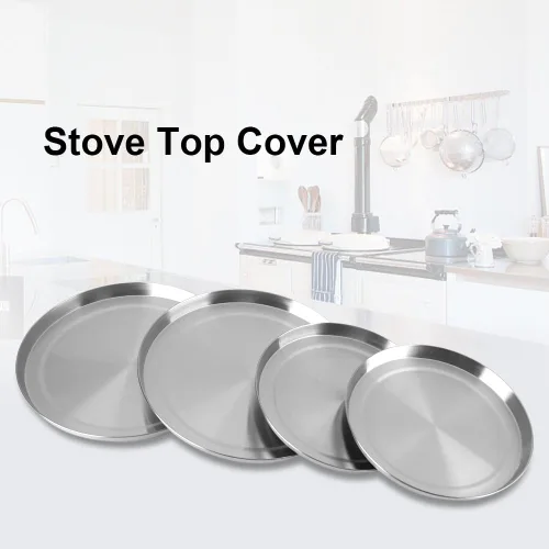 Vista 2 de Cubiertas para estufa, juego de 4 piezas, cubierta superior de estufa, de acero inoxidable, cubierta protectora de cocina, cubiertas redondas