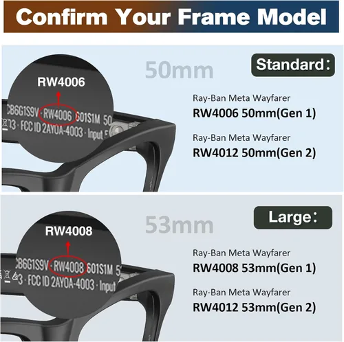 Vista 2 de Lenses Compatible with Ray-Ban Meta Glasses Gen 3/2/1/Wayfarer