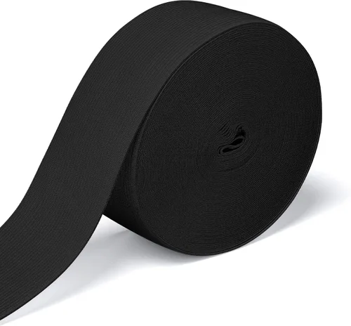 Vista 20 de Airisoer Banda elástica de 1/2 pulgada para costura, bandas elásticas de alta elasticidad de 12 yardas para cinturas, pantalones, ropa y Negro