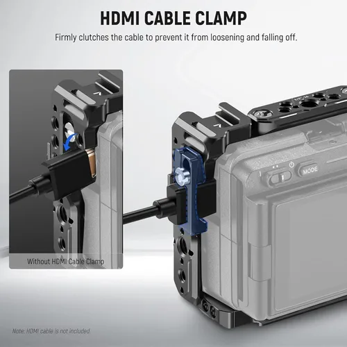 Vista 7 de NEEWER Cage Camera Cage with HDMI Cable Clamp, NATO Rail, 3/8 Inch ARRI Positioning Holes, 1/4 Inch Thread Compatible with Sony FX3 FX30 Original