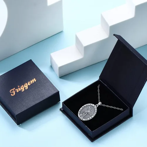 Vista 8 de Friggem Collar con colgante de plata de ley 925 de San MiguelSan CristópaloCruz de JesúsSan Benito para hombres, niños y mujeres, el arcángel, nos