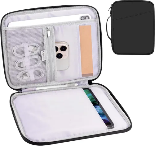 Vista 9 de Funda acolchada para tablet de 8 a 9 pulgadas, bolsa de viaje acolchada para Galaxy Tab A9 8.7/Tab A 8.4/Fire HD 8, estilo cartera con bolsillo