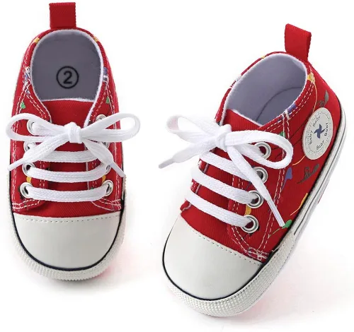 Vista 3 de Zapatos unisex para bebés, niñas y niños, suela suave, lona para recién nacidos, primeros pasos, zapatillas altas antideslizantes