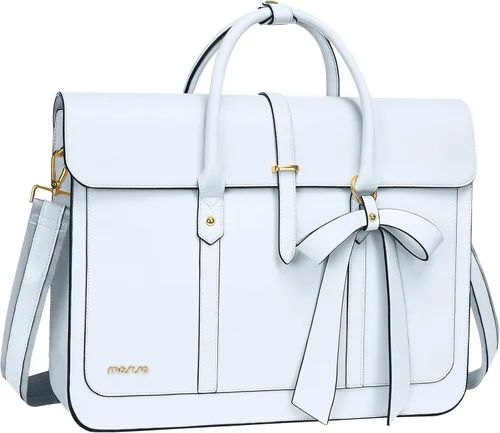Vista 19 de MOSISO Bolsa para computadora portátil para mujer, de piel sintética, mochila convertible, bolsa de viaje para computadora con lazo