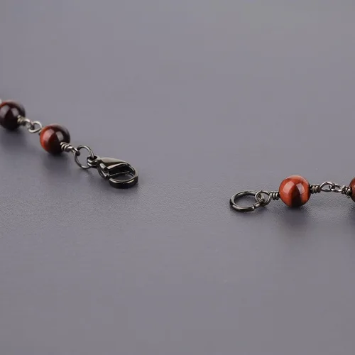 Vista 6 de COAI Collar con cuentas de piedra auténtica para hombre y mujer, Piedra, rojo