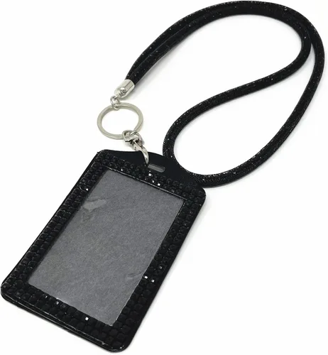Vista 16 de Cordón de malla con cuentas de cristal con diamantes de imitación vertical titular de la tarjeta de identificación