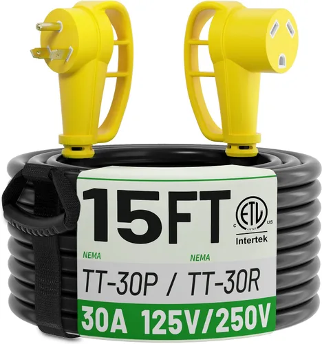 Vista 13 de POWGRN NEMA 14-50P a NEMA 14-50R Cable de extensión de 50 amperios para RV/EV de 6 pies al aire libre con mango de agarre, cable de alimentación
