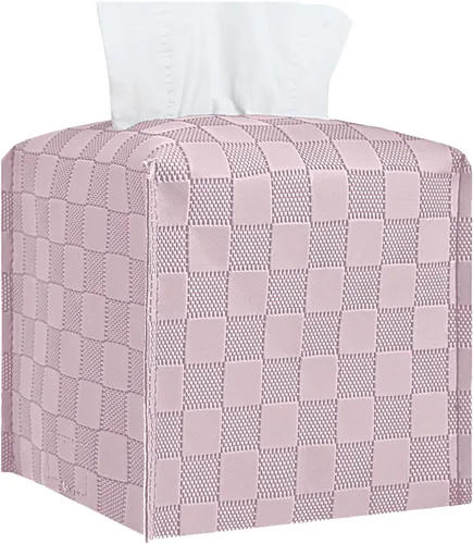 Vista 11 de Cubierta de caja de pañuelos, Soporte de caja de pañuelos cuadrado, Organizador decorativo de pañuelos de cuero para baño, mesa y coche, 12.7 cm x