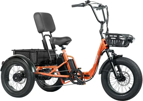 Vista 17 de Folding Electric Tricycle for Adults 2 Seater, 20MPH 100 Miles 4" Wide Fat Tire Electric Trike, 3 Wheel Electric Bike 1200W, 48V 20AH Battery