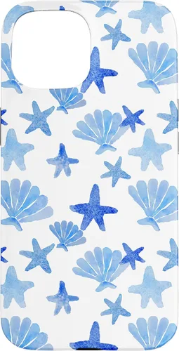 Vista 6 de Funda para iPhone 16 Coastal Nieta Azul Preppy Shells Estrellas de mar Océano Lindo Caso