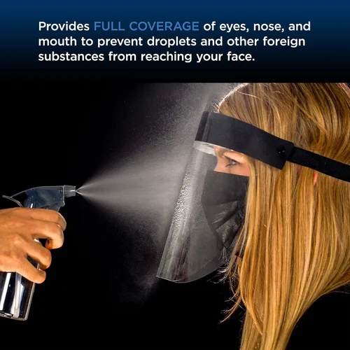 Vista 6 de Salon World Safety - Protectores faciales negros – Protector facial completo ultra transparente para proteger los ojos, la nariz y la boca
