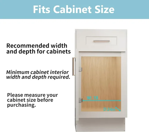 Vista 5 de LOVMOR Organizador de gabinete extraíble con mango de madera, 16½ pulgadas de ancho x 21½ pulgadas, organizador deslizante para cocina, despensa