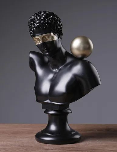 Vista 4 de Estatua griega de busto abstracta, escultura moderna, regalo para el hogar, centro de mesa para estantería, escritorio, oficina, negro, 13.8 pulgadas