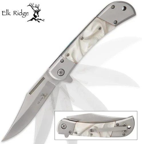 Vista 4 de Cuchillo Elk Ridge ER-A009 Series Spring Assist Folding, Straight Edge Blade, 4,75 pulgadas Negro
