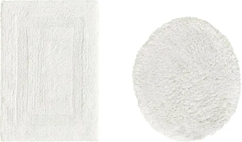 Vista 455 de Better Trends - Juego de 2 alfombras de baño 100% algodón, extra suaves, con borlas, de 17" x 24", alfombra de baño superabsorbente y reversible