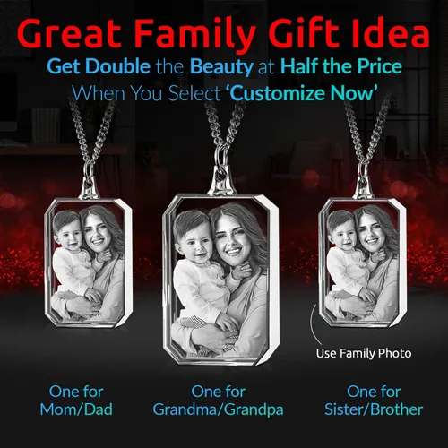 Vista 2 de ArtPix 3D Foto de cristal, Collar personalizado de Navidad, Regalos de Navidad personalizados para mamá, mujeres, esposa, para ella, abuela, grandes