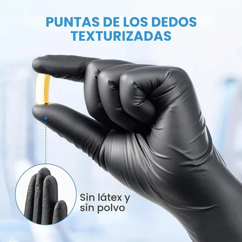 Vista 4 de Borje - Guantes de nitrilo pequeños, 100 unidades, desechables, color negro, 6 mil