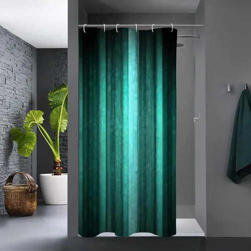 Vista 14 de Gibelle Cortina de ducha pequeña de 36 x 72 pulgadas, juego estrecho medio negro y gris, tela moderna abstracta para baño, textura de vidrio fresco