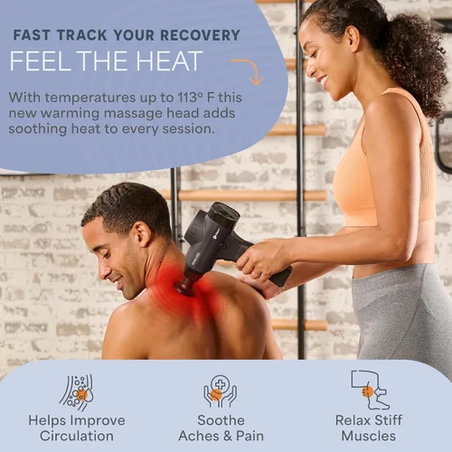 Vista 2 de Lifepro SonicPro Pistola de masaje muscular de percusión con calor, 9 cabezales Negro
