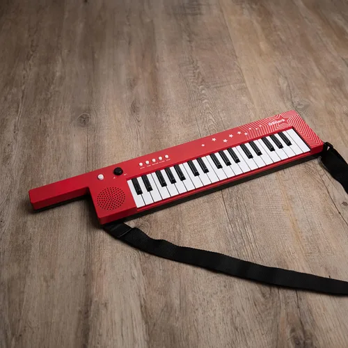 Vista 8 de Teclado de Piano Portátil de 37 Teclas, Juguetes Electrónicos de Karaoke Keytar con Micrófono y Correa de Transporte, 4 Tonos, 4 Ritmos, 10