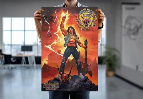 Vista 7 de Stranger Things 4 - Póster de la serie (Hellfire Club Rock God - Eddie Munson) (tamaño: 24 x 36 pulgadas) (póster laminado)