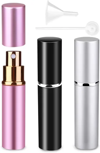Vista 13 de Botellas atomizadoras de perfume de viaje recargables, 2 botellas de spray portátiles de 0.3 fl oz, atomizador de perfume recargables para después