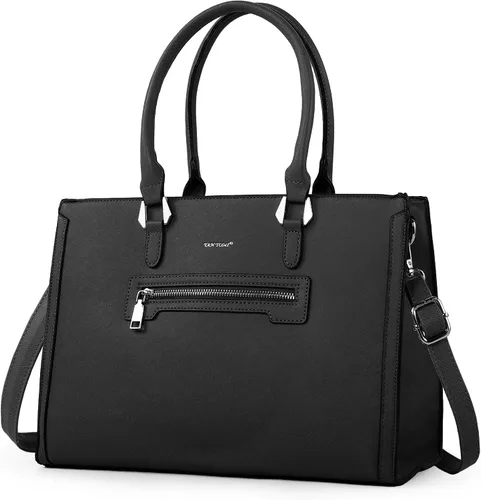 Vista 9 de TANTOMI Structured Satchel Purses for Women, Medium Vegan Leather Top Handle Handbag with Pockets, Classy Work Bag for Ladies