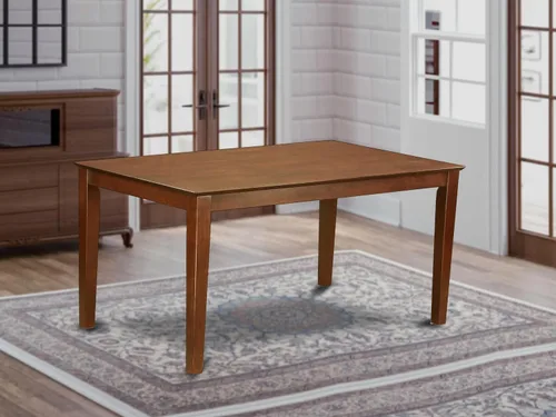 Vista 2 de East West Furniture CAT-MAH-S Mesa de comedor de cocina Capri, una mesa rectangular de madera con patas resistentes, 36 x 60 pulgadas, caoba