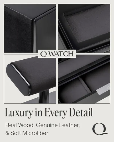 Vista 4 de QWATCH - Caja de acrílico para 2 o 4 relojes con bandeja de valet de joyería y cajón