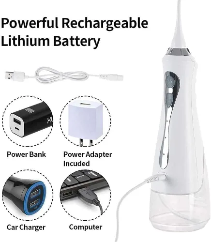 Vista 5 de Irrigador dental de agua inalámbrico para dientes - Modos de irrigador oral dental, portátil y recargable IPX7, impermeable, potente duración