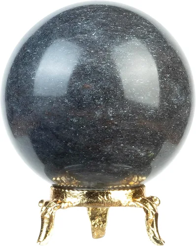 Vista 7 de ZAICUS Bola de esfera de piedra de sangre africana con soporte de metal, bola de piedras preciosas para brujería y bolas decorativas, escultura