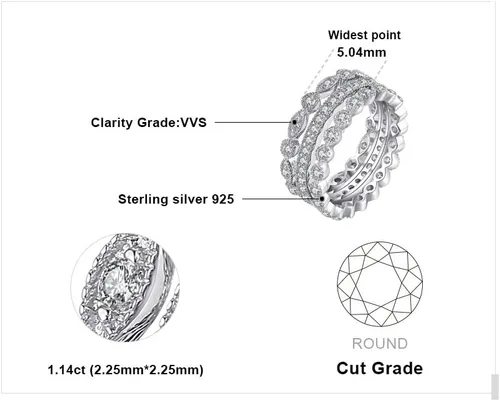 Vista 2 de JewelryPalace Anillos de plata de ley 925 chapados en oro de 14 quilates para mujer, anillos de promesa de circonita cúbica para ella, anillos
