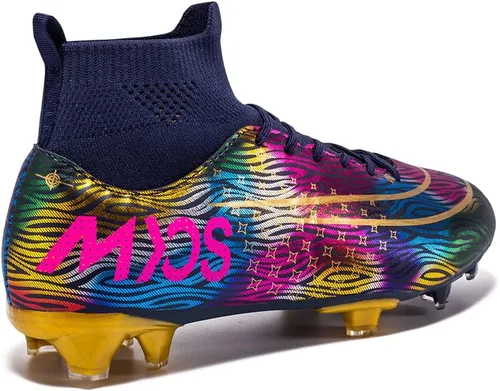 Vista 3 de JIEBUNIAO Botas de fútbol para hombre, tacos profesionales, zapatos de césped para mujer, tenis de entrenamiento de fútbol atlético para niños