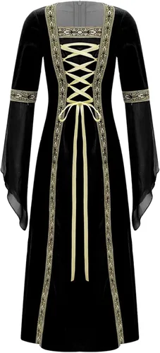 Vista 4 de YUUMIN Disfraz de princesa medieval para niñas, disfraz renacentista, vestido retro para Halloween, cosplay
