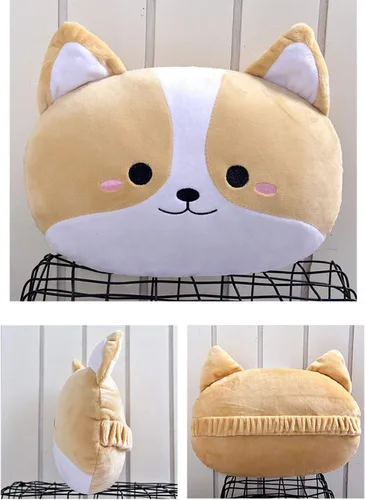 Vista 2 de Lindas almohadas para reposacabezas de perro corgi marrón, almohadas para el cuello, almohada lumbar de corgi, almohada de viaje, accesorios