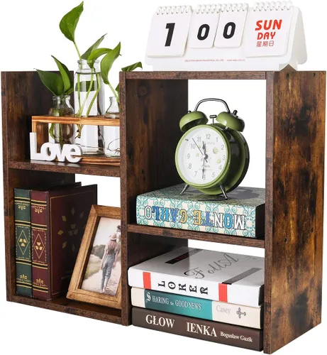 Vista 7 de PAG Organizador de Escritorio Estante de Escritorio Estantería Ajustable de Encimera Estantes de Mesa Pequeños Organizador de Libros Organización