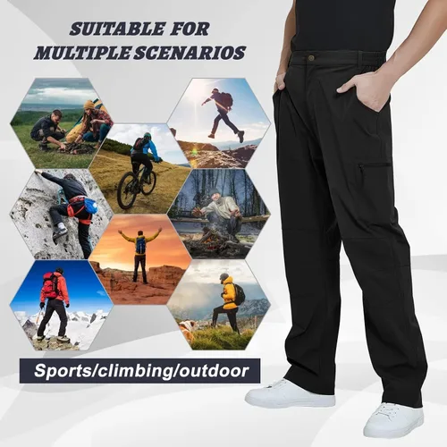 Vista 7 de MEETYOO Pantalones cargo de senderismo para hombre, impermeables, tácticos, ligeros, elásticos, para acampar