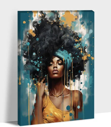 Vista 47 de Arte de pared afroamericano, decoración de rey y reina bailarín negro para sala de estar, arte de pareja de amor negro para dormitorio, lienzo