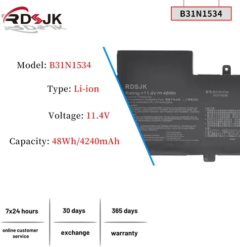 Vista 2 de B31N1534 Batería para portátil Asus Zenbook U5000 UX510 UX510UW UX510UW-1A UX510UW1A UX510UW-RB71 UX510UW-CN044T UX510UX UX510UX-1A UX510UX-1A