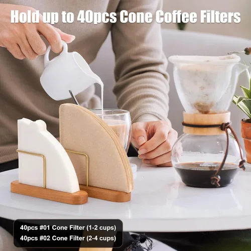Vista 6 de Soporte para Filtro de Café de Cono, Soporte para Almacenamiento de Filtro de Café, Envase para Filtros de Café de Papel V60 Tamaño #01 y #02