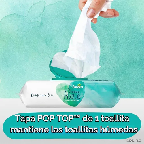 Vista 3 de pampers toallitas para bebé Aqua Pure 56 ct ANTIGUO