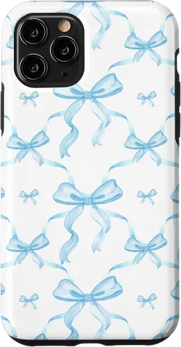 Vista 29 de Cintas y lazos estéticos de color azul claro para iPhone 16 en estuche de acuarela