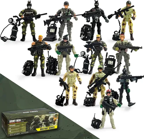 Vista 9 de 12 piezas de figuras de acción de hombres del ejército, juego de juguetes de soldados militares para niños, figura de acción de hombres del ejército