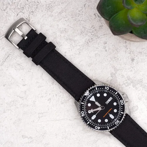Vista 3 de Benchmark Basics Correas de reloj Sailcloth de liberación rápida, correas de reloj tejidas de nailon para relojes regulares e inteligentes, elección