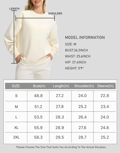 Vista 7 de G Gradual Sudaderas de cuello redondo para mujer, de gran tamaño, mezcla de algodón, forro polar, ajuste holgado