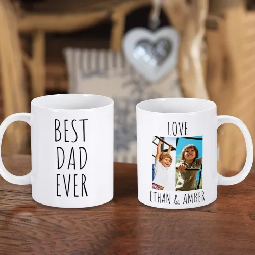 Vista 5 de Taza de café personalizada con imagen, texto y nombre, tazas personalizadas por ambos lados de 11 onzas, taza de café personalizada regalos