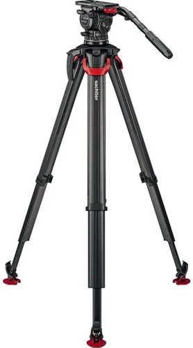 Vista 6 de Sachtler aktiv14T - Cabezal fluido de 3.937 in con trípode de fibra de carbono Flowtech 100 y esparcidor de tierra