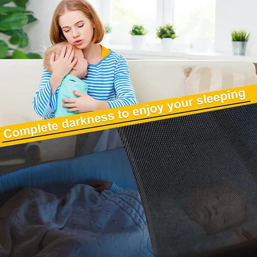 Vista 2 de Cortina ciega, 118 x 57 pulgadas, cortinas de ventana de viaje, ventana portátil para guardería, dormitorio, sin taladro, bloqueo de luz y UV